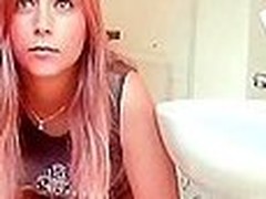 Lascivious non-professional redhead got caught surrounding along to bath pissing and then dildoed her love tunnel on webcam
