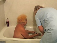 Sexy nurse masturbating old chubby granny, to assist will in the same guy